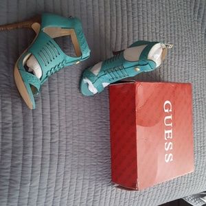 Guess teal high heel sandals